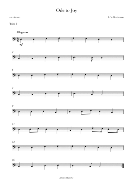 ode to joy for beginners sheet music for tuba duo c major sheet music image number null