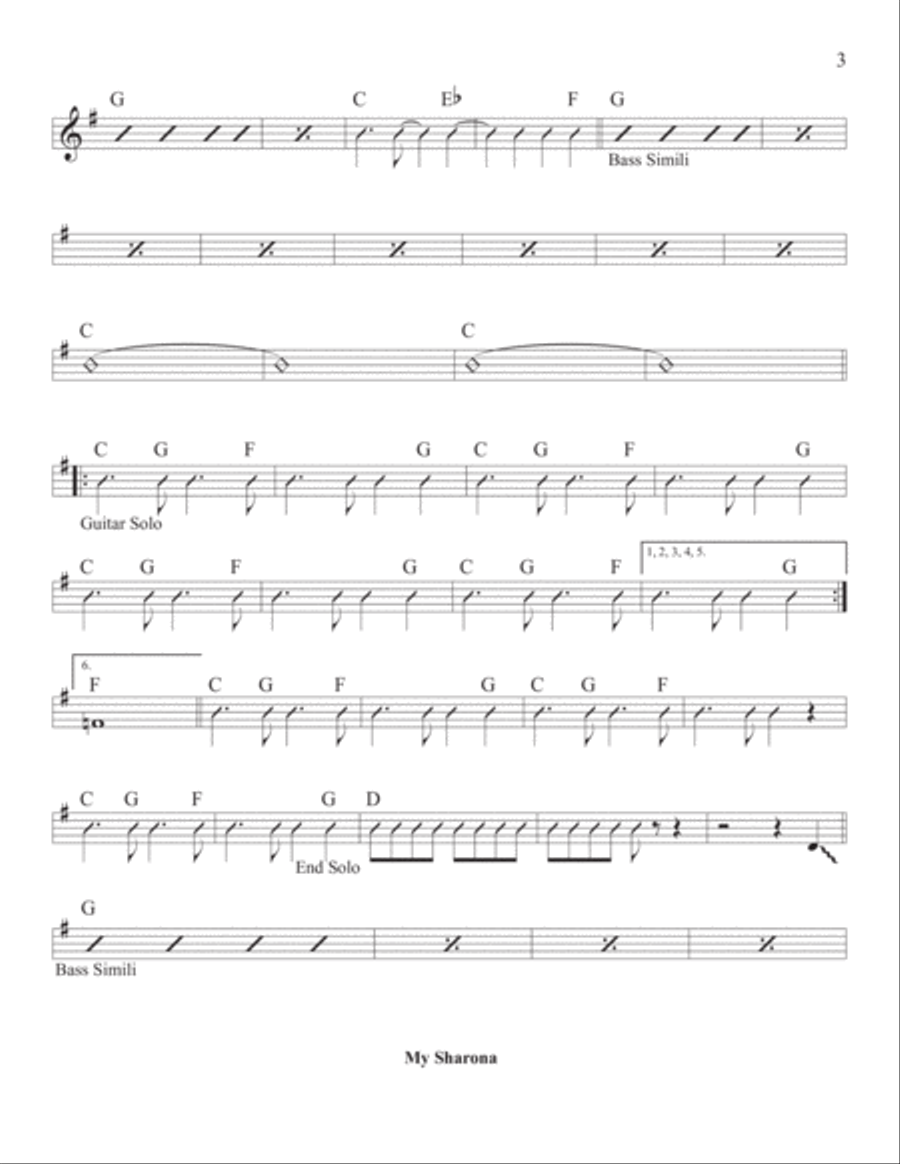 My Sharona Piano, Vocal, Guitar scores gallery preview page 3