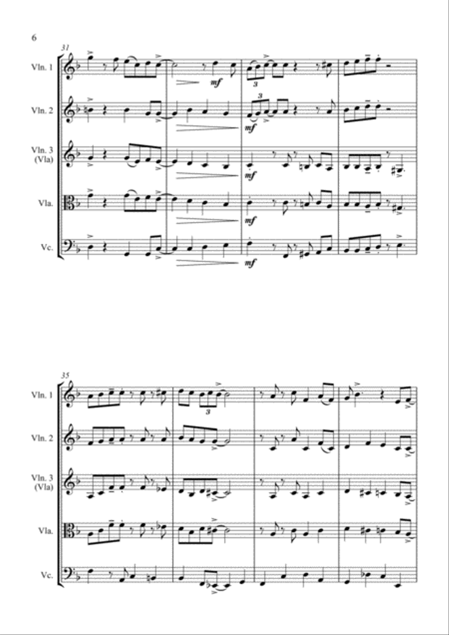 Santa Claus Is Comin' To Town String Quartet scores gallery preview page 6