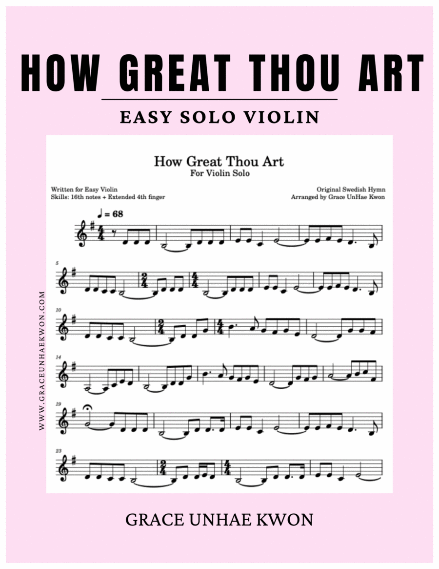 How Great Thou Art - FOR EASY VIOLIN Violin Solo scores gallery preview page 1