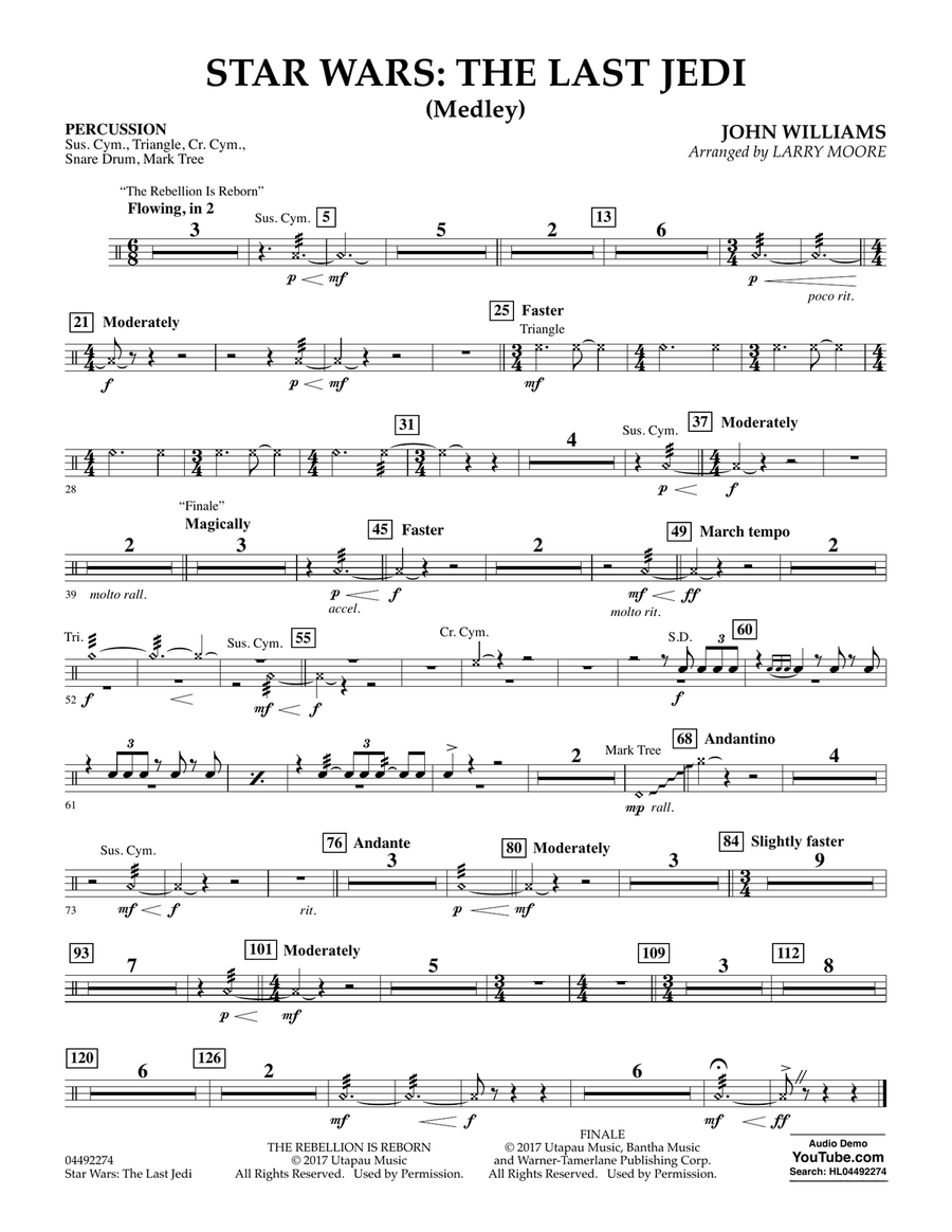 Star Wars: The Last Jedi (Medley) (Arr. Larry Moore) - Percussion