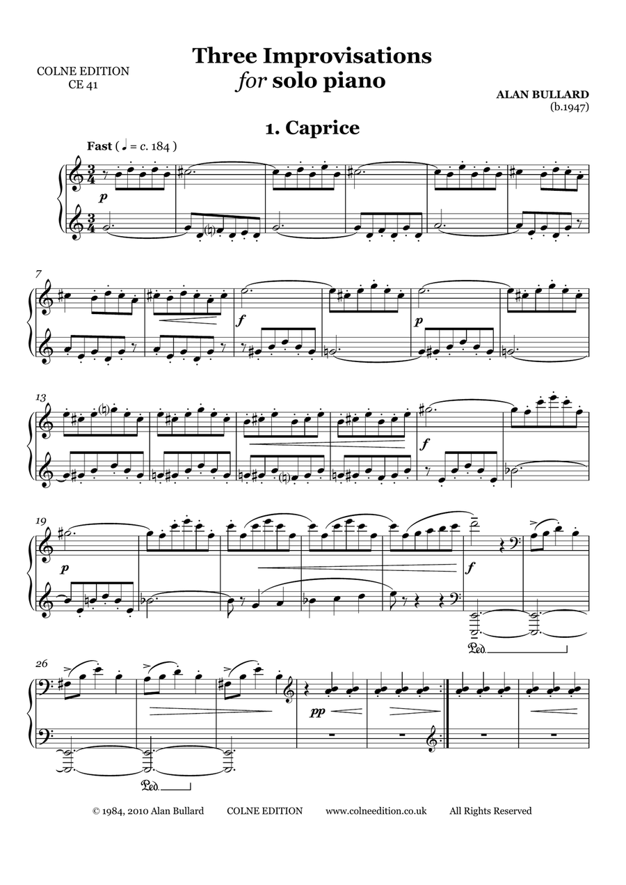 Three Improvisations (for piano solo) Piano Solo scores gallery preview page 3
