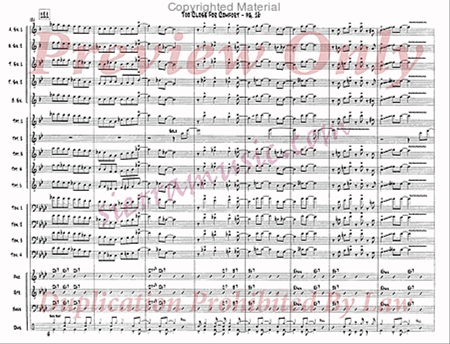 Too Close For Comfort Big Band scores gallery preview page 17