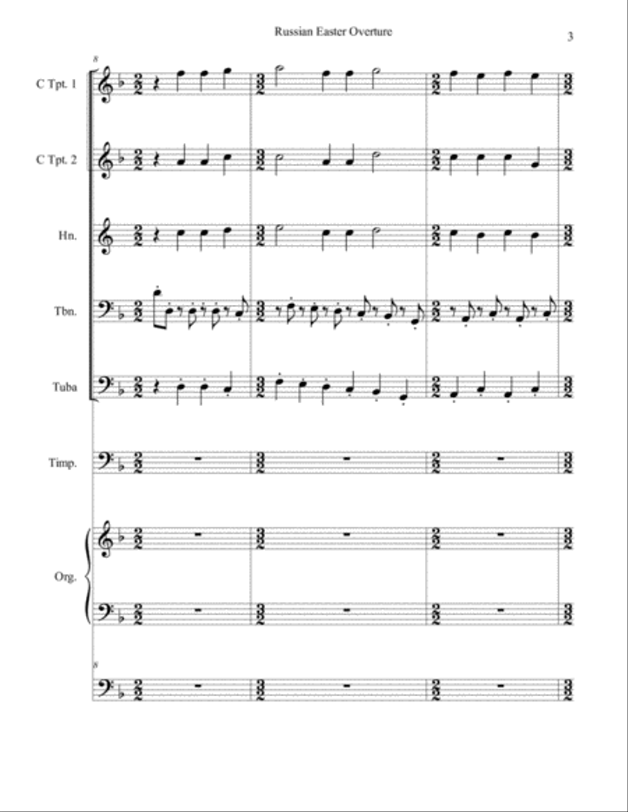 Russian Easter Overture (Brass Quintet, Tympani and Organ) Small Ensemble scores gallery preview page 4