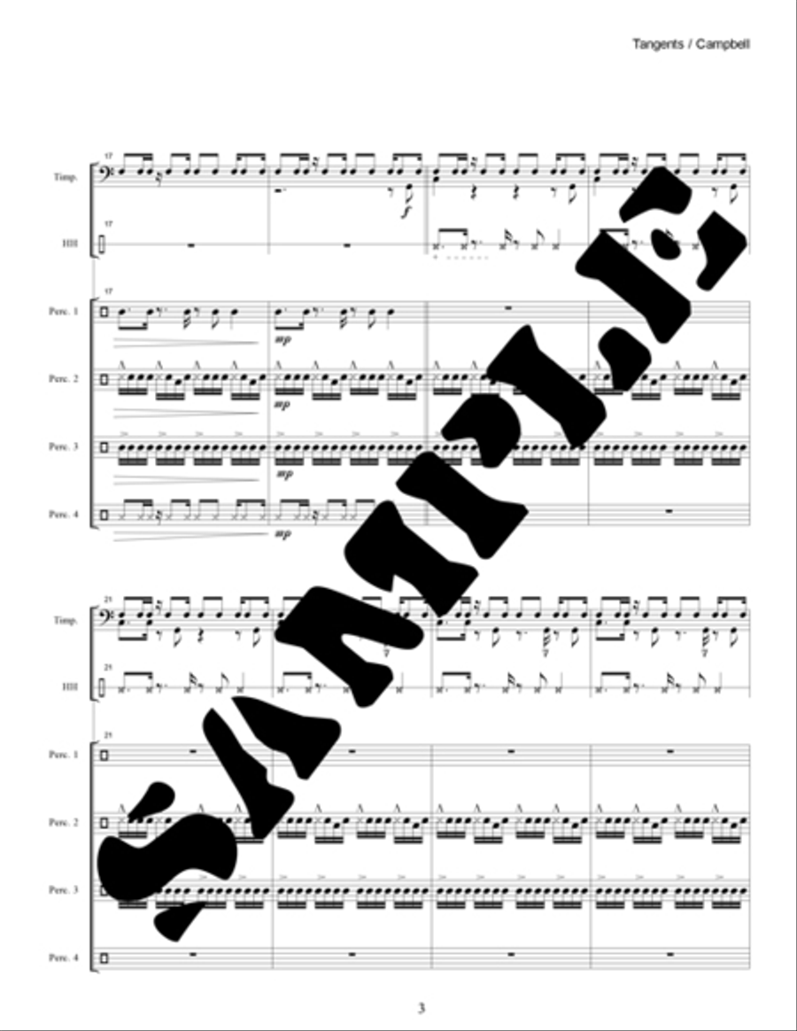 Tangents for Timpani & Percussion Quartet Percussion scores gallery preview page 2