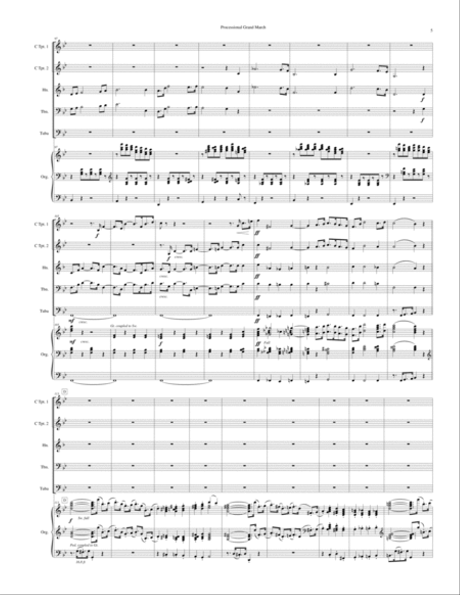 Processional Grand March, Op. 25 (for Organ and Brass Quintet) Brass Ensemble scores gallery preview page 6