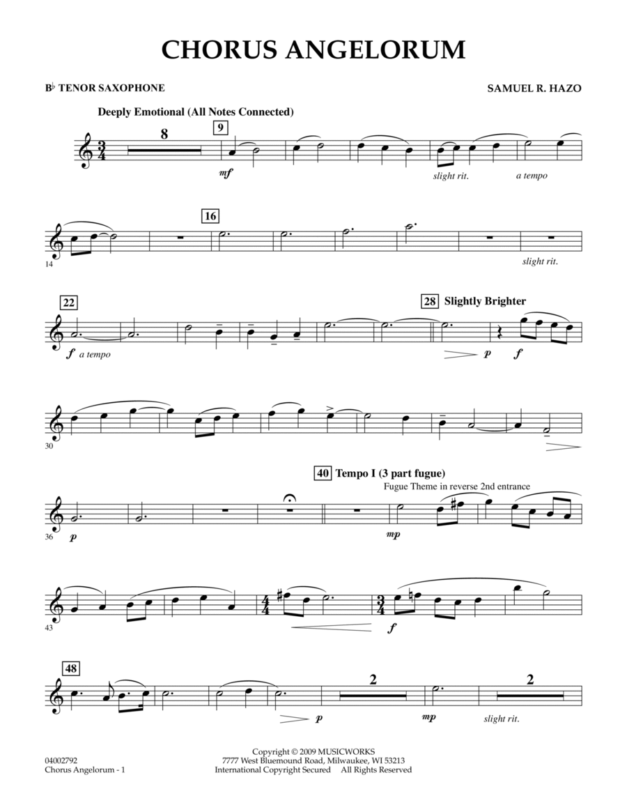 Chorus Angelorum - Bb Tenor Saxophone Choir scores gallery preview page 1