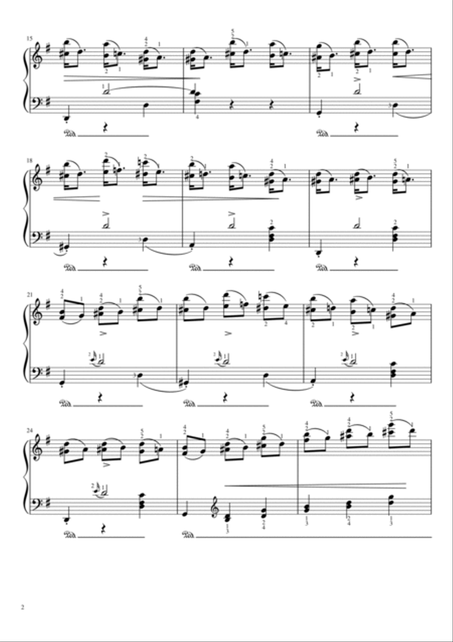 Chopin - Étude in E Minor - Op.25 No. 5 - ”Wrong note“ Original With Fingered Piano Solo scores gallery preview page 2