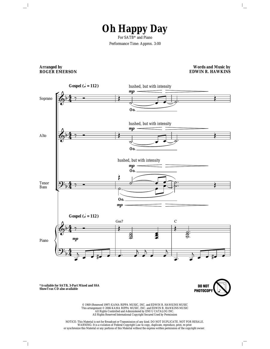 Oh Happy Day (arr. Roger Emerson) 4-Part scores gallery preview page 1