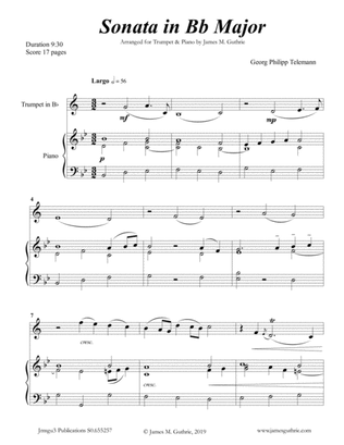 Telemann: Sonata in Bb Major for Trumpet & Piano