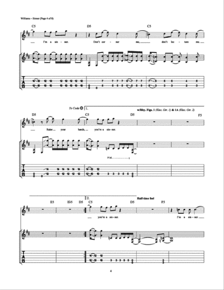Sinner Electric Guitar scores gallery preview page 4