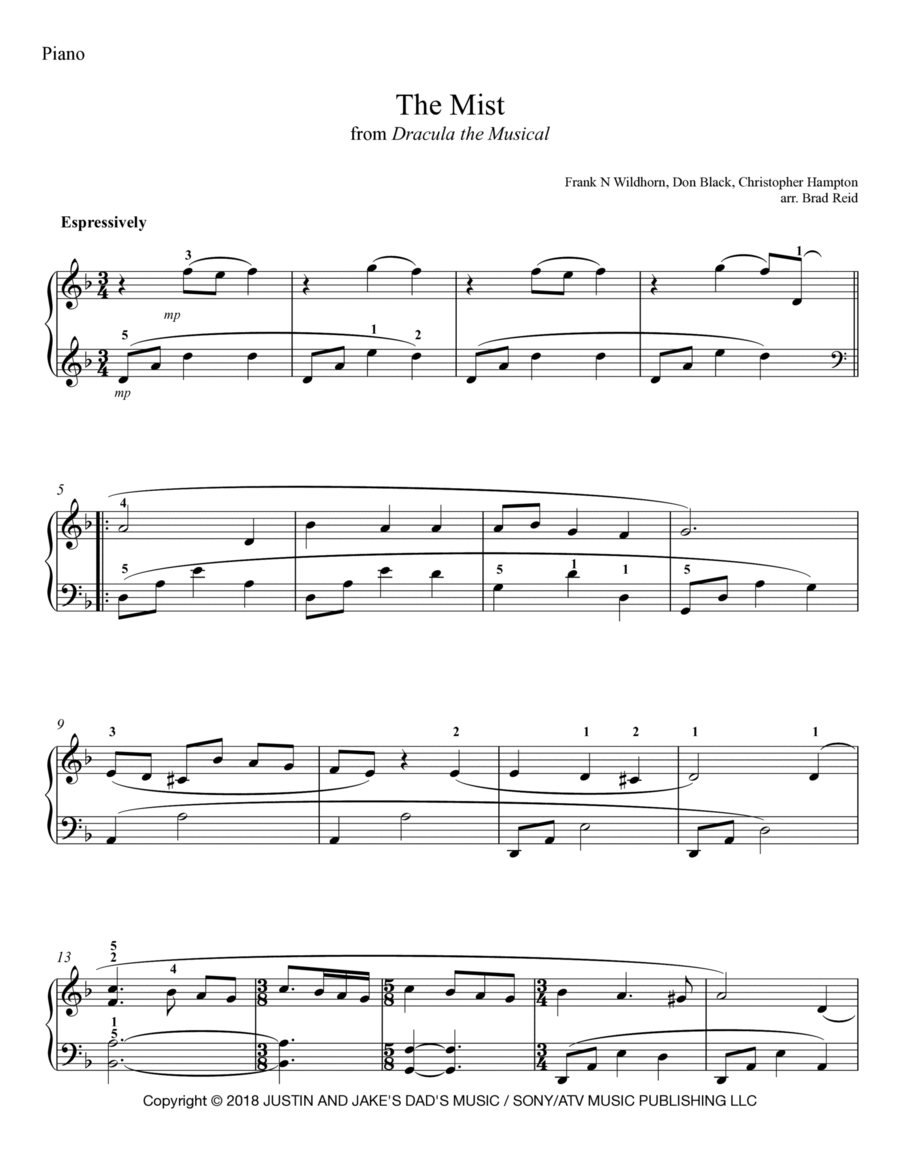 The Mist Piano Solo scores gallery preview page 1
