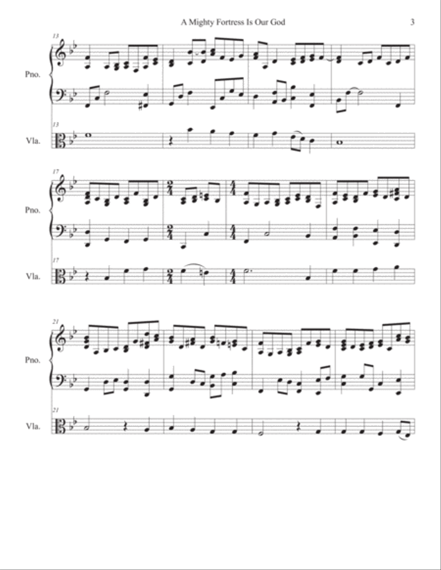 A Mighty Fortress VIOLA Solo Piano scores gallery preview page 3