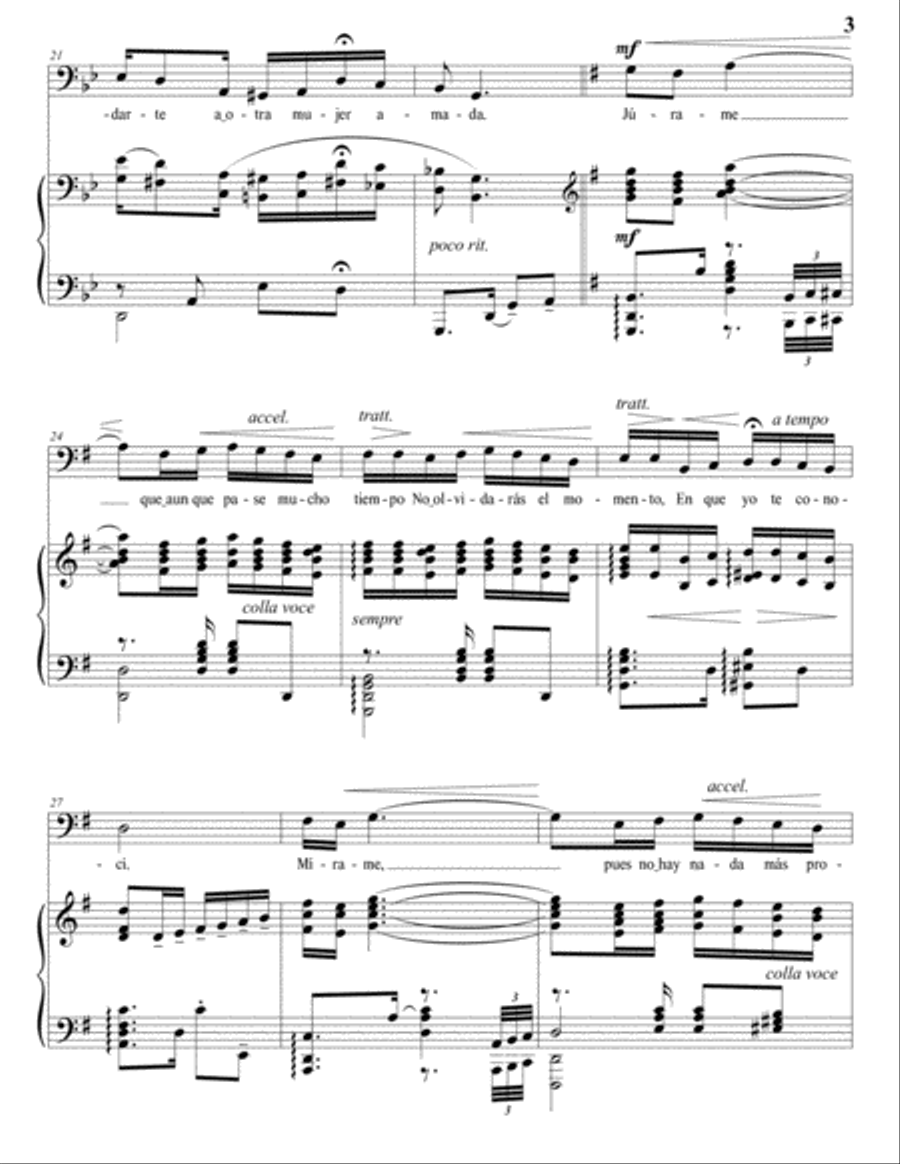 GREVER: Júrame (transposed to G minor, bass clef) Voice scores gallery preview page 4