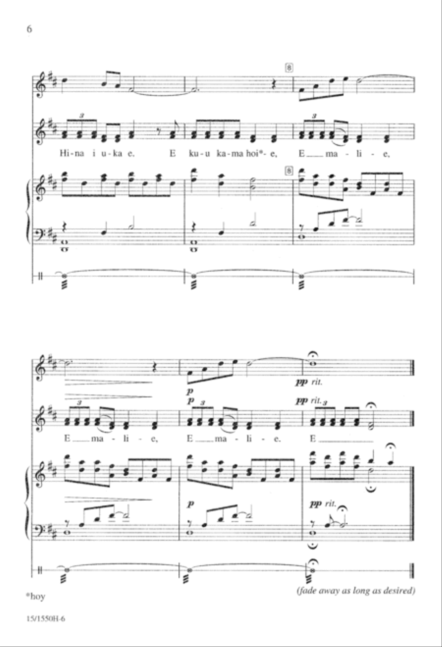 Three Pacific Island Lullabies Unison Choir scores gallery preview page 7