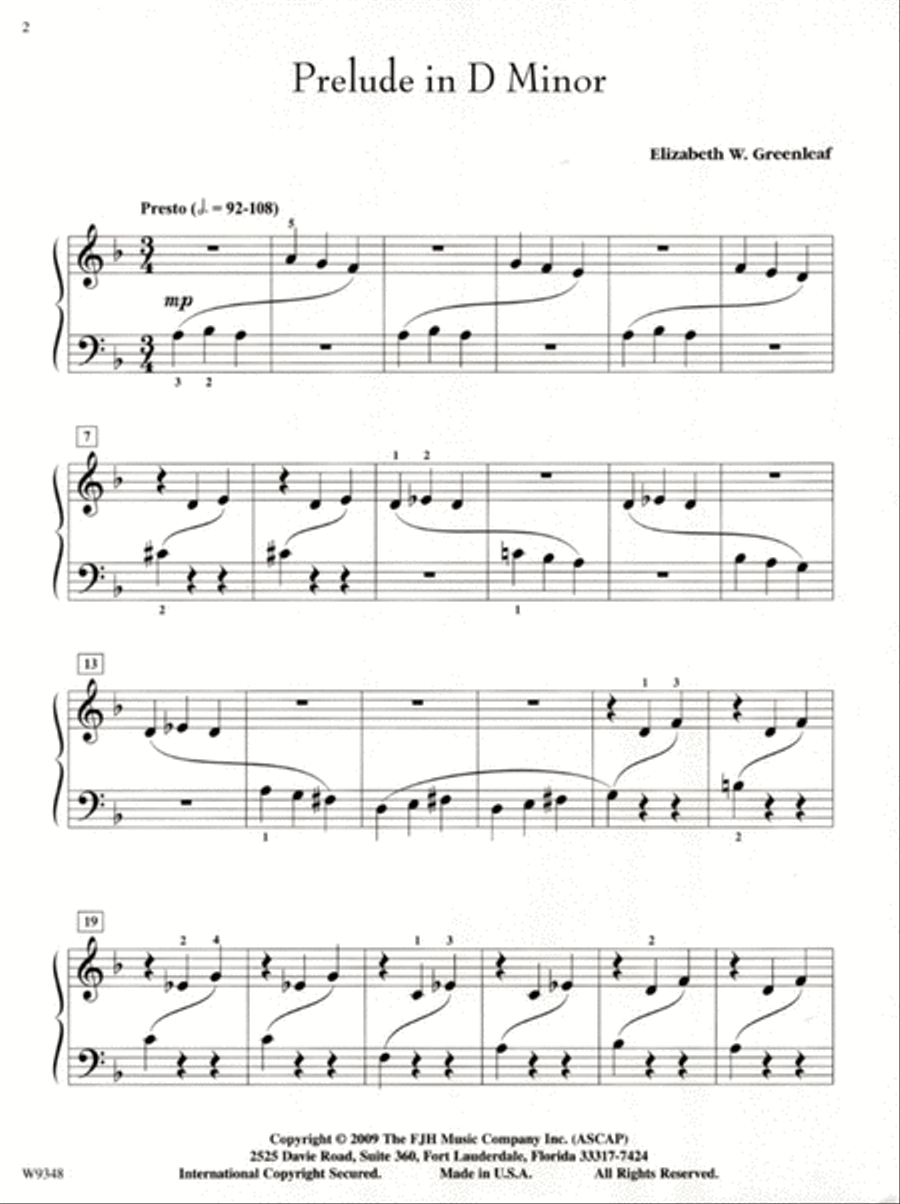 Prelude in D Minor Easy Piano scores gallery preview page 3