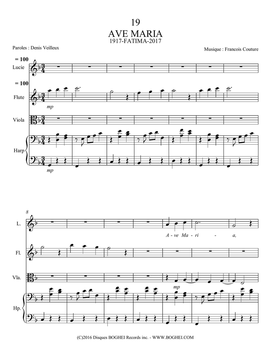 AVE MARIA -1917 FATIMA 2017 Small Ensemble scores gallery preview page 6