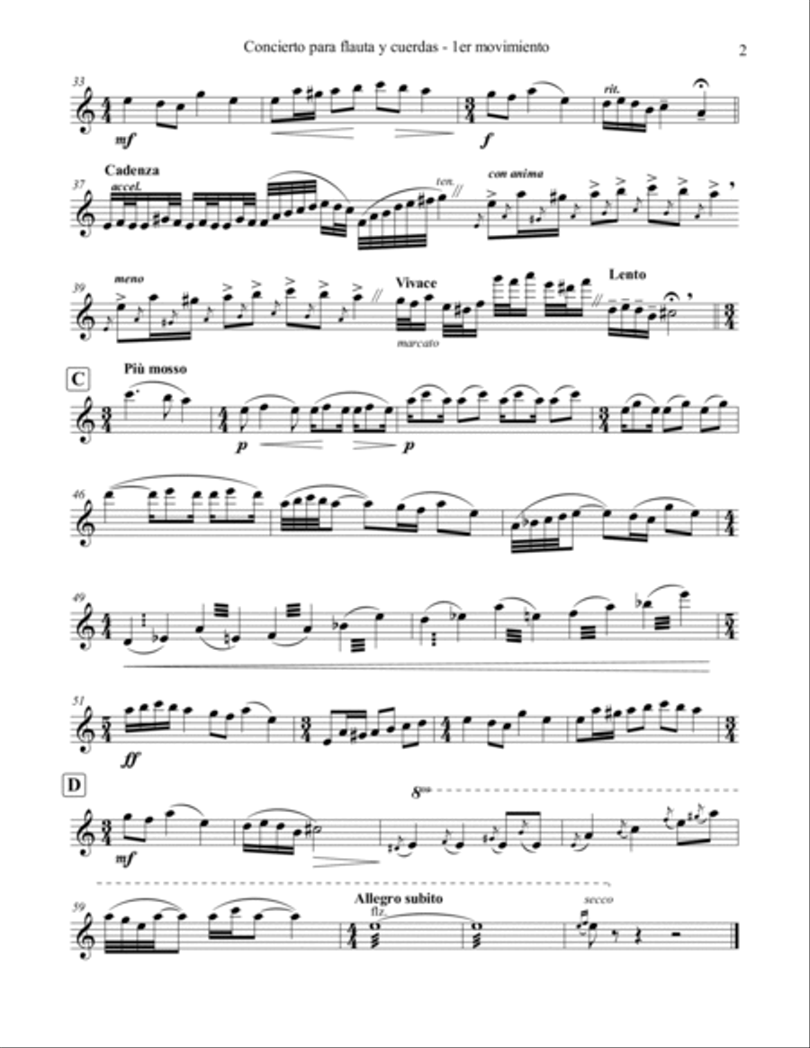 Concierto para flauta y cuerdas (Piano reduction) Flute Solo scores gallery preview page 2