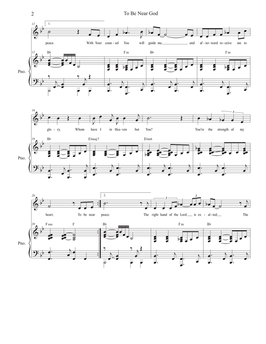 To Be Near God (Vocal solo) Piano, Vocal scores gallery preview page 2