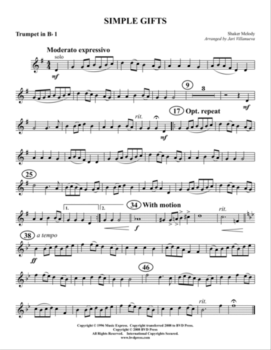 Simple Gifts Brass Quartet scores gallery preview page 3