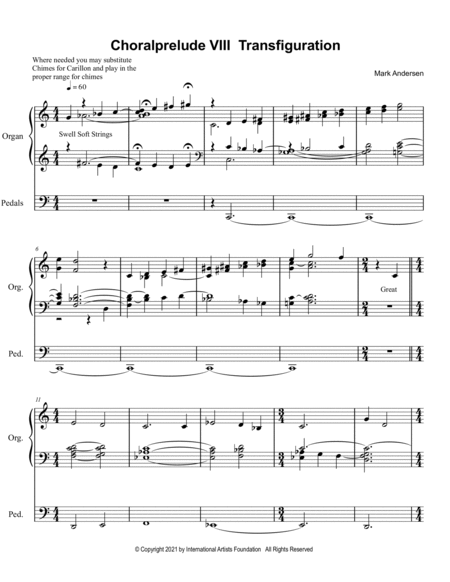 Choralprelude VIII Transfiguration for Solo Organ