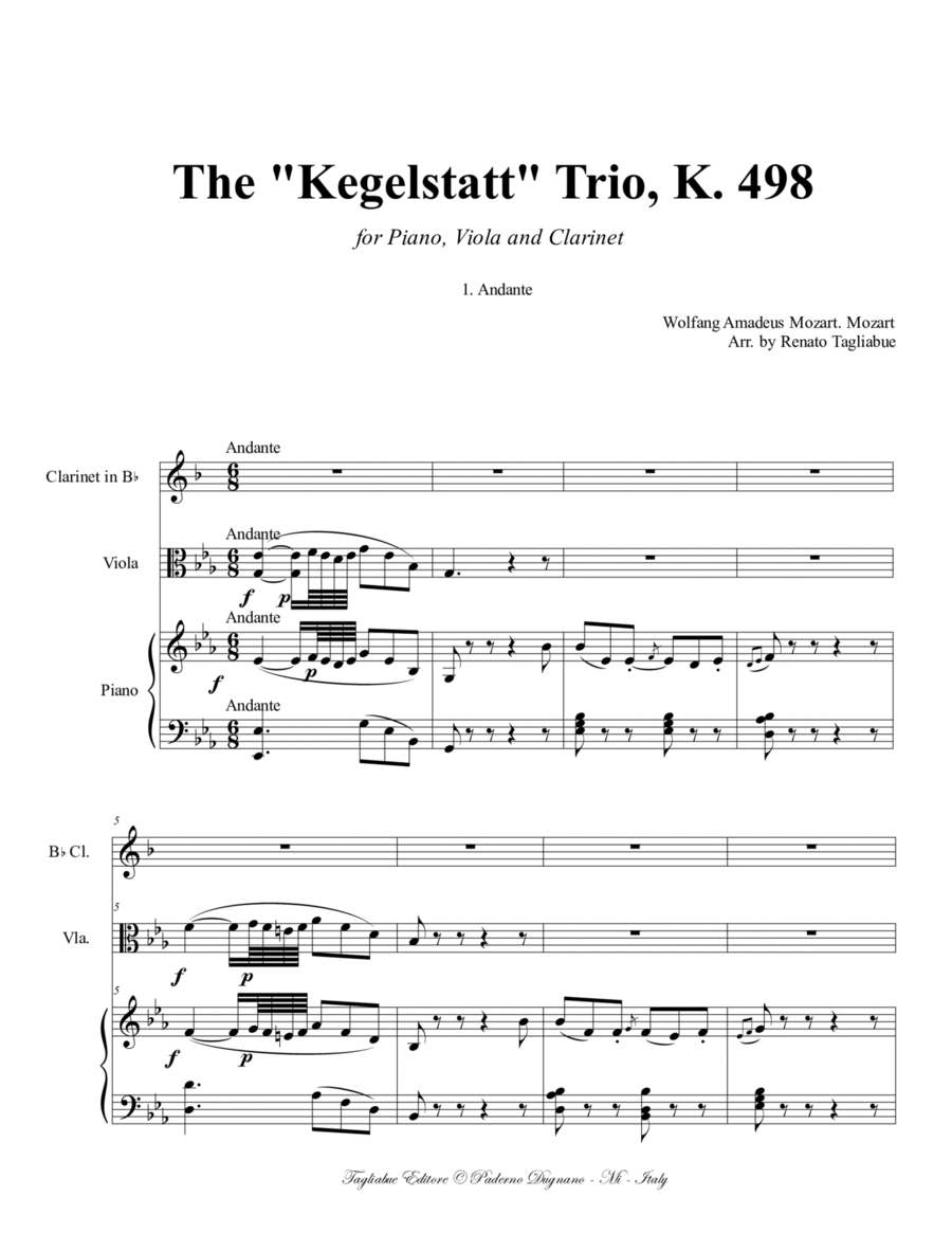 Mozart, THE KEGELSTATT TRIO, K. 498, 1. Andante image number null