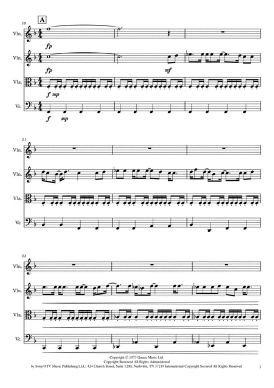 Keep Yourself Alive Keep Yourself Alive String Quartet scores gallery preview page 3