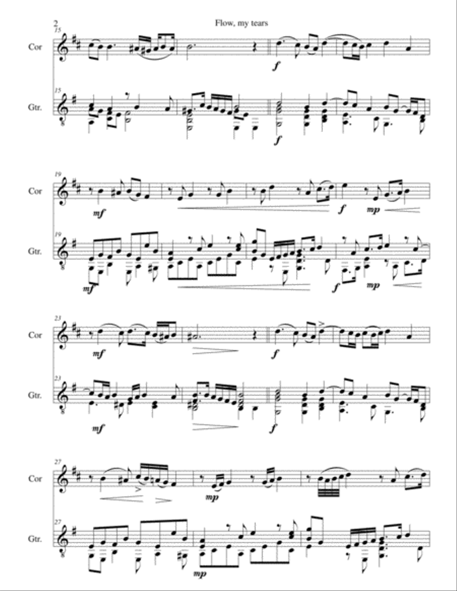 Flow my tears for cor anglais and guitar (with divisions) English Horn scores gallery preview page 2