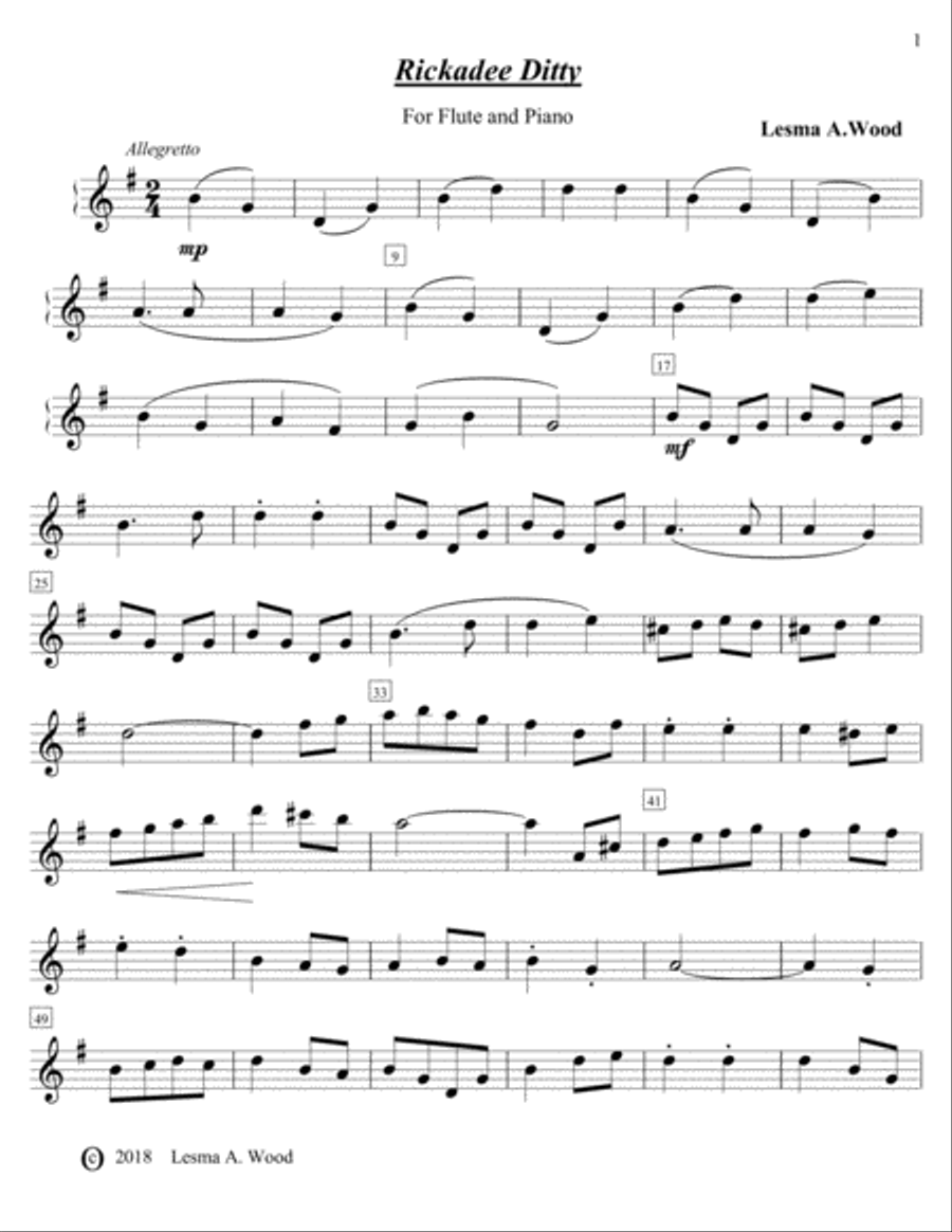 Rickadee Ditty (for flute) Flute Solo scores gallery preview page 1