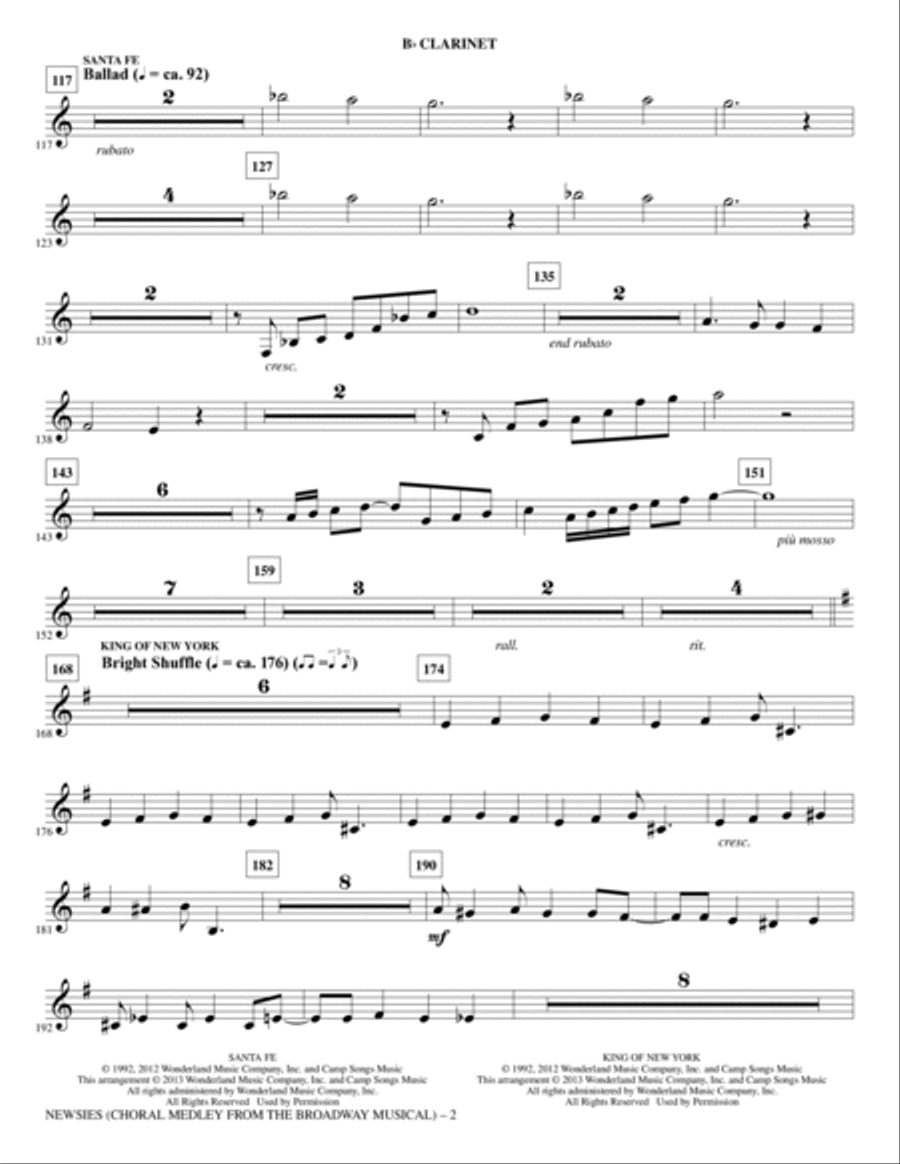 Newsies (Choral Medley) - Clarinet Choir scores gallery preview page 2
