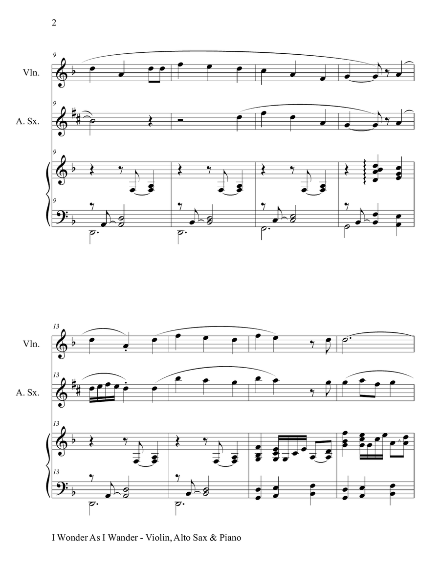 I Wonder As I Wander I Wonder As I Wander Alto Saxophone scores gallery preview page 3