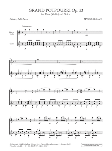 Grand Potpourri Op. 53 for Flute (Violin) and Guitar