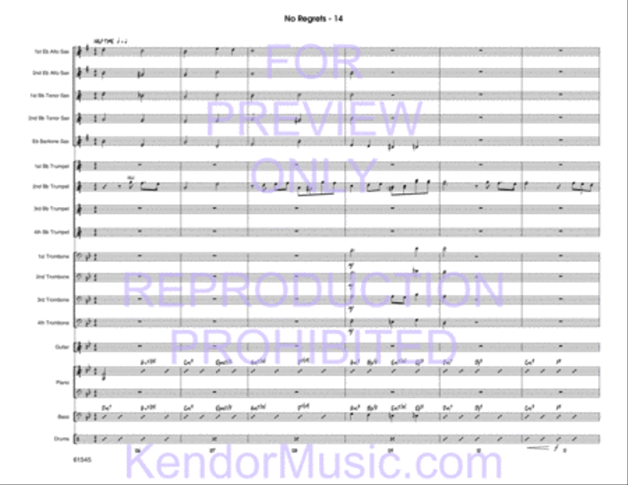 No Regrets (Full Score) Jazz Ensemble scores gallery preview page 15