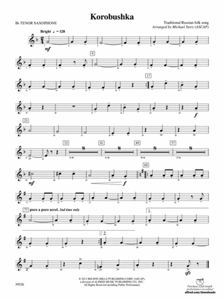 Korobushka: B-flat Tenor Saxophone