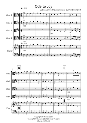 Book cover for Ode to Joy for Viola Quartet