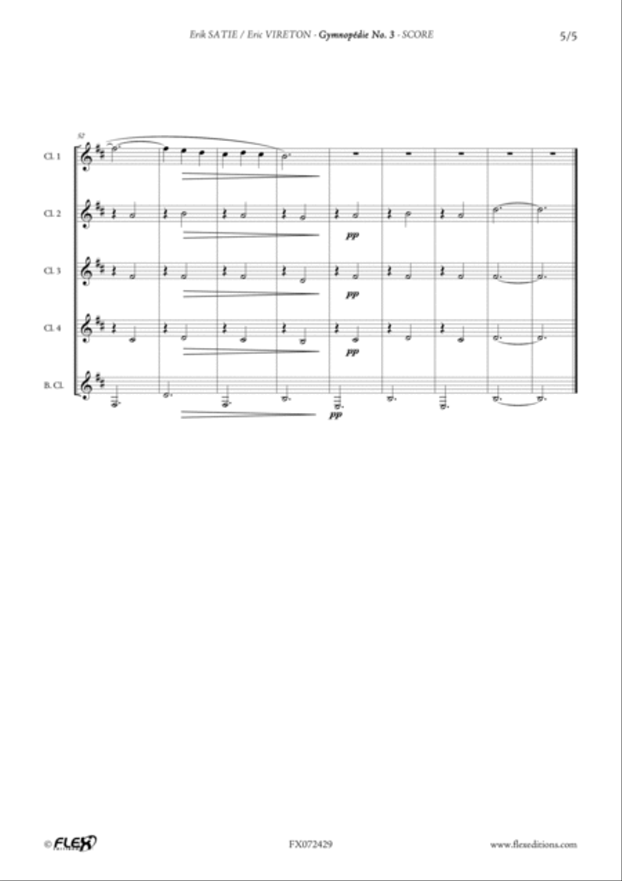 Gymnopedie No. 3 Clarinet Quintet scores gallery preview page 5