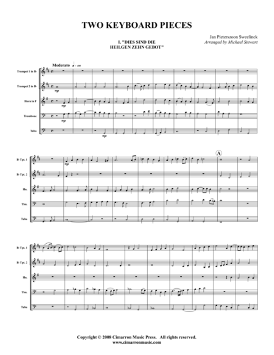 Three Keyboard Pieces Brass Quintet scores gallery preview page 1