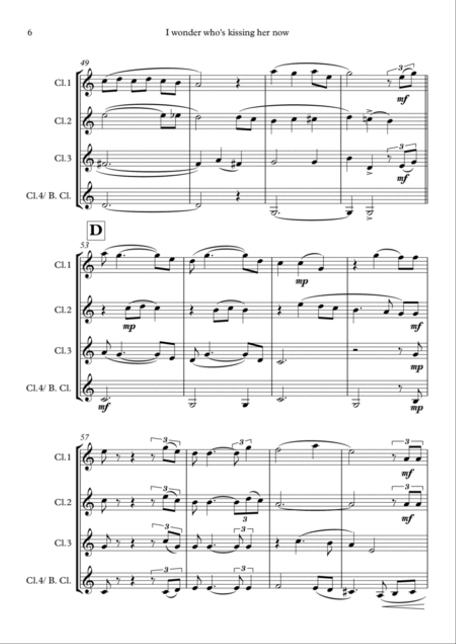 I Wonder Who's Kissing Her Now Woodwind Quartet scores gallery preview page 6