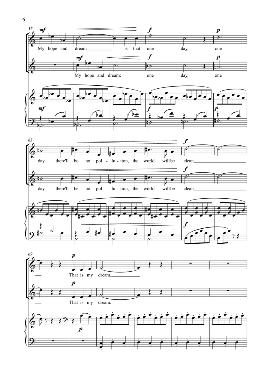 Running for the Future, for two-part (or unison) voices and piano SA scores gallery preview page 6