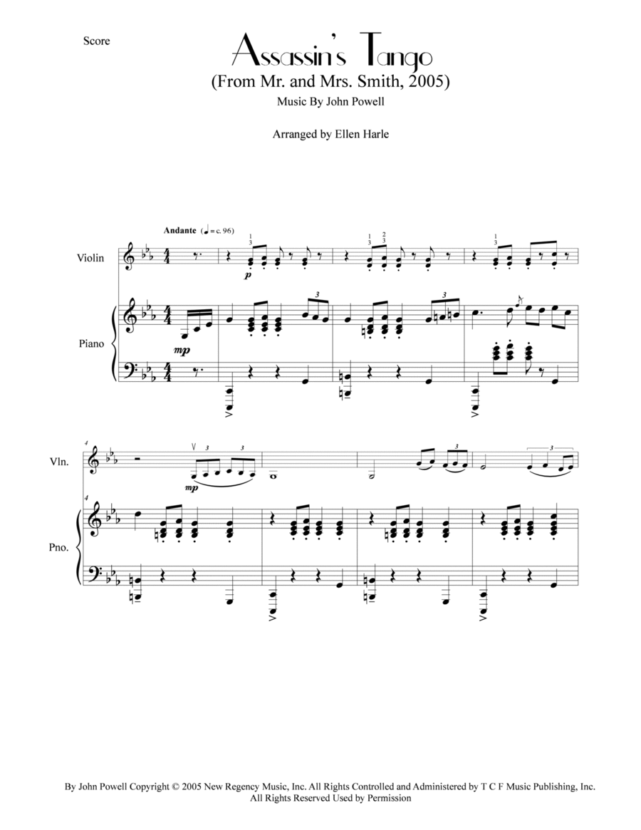 Assassin's Tango Violin Solo scores gallery preview page 1