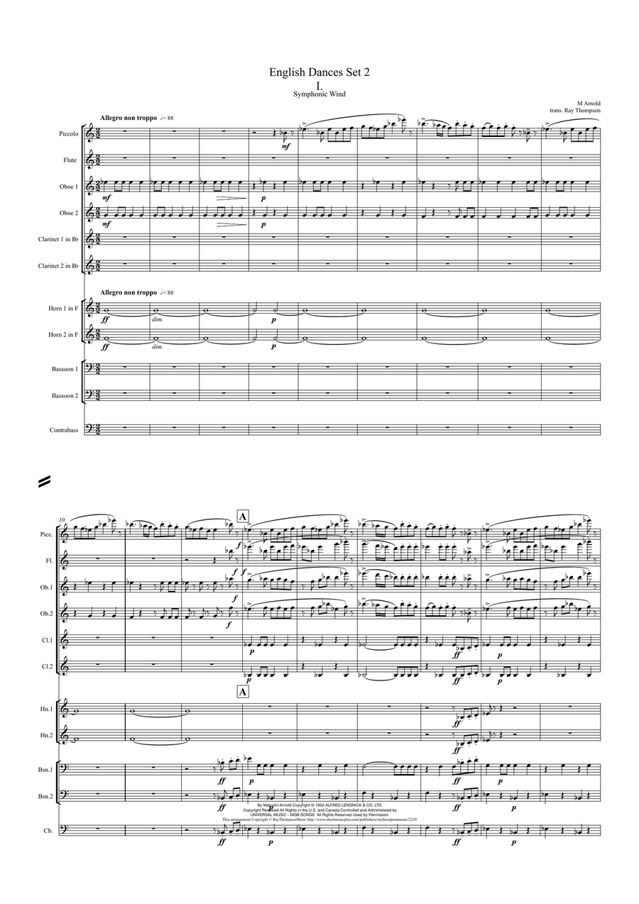 English Dances, Set 2, Op. 33: No. 1. Allegro Non Troppo Large Ensemble scores gallery preview page 2