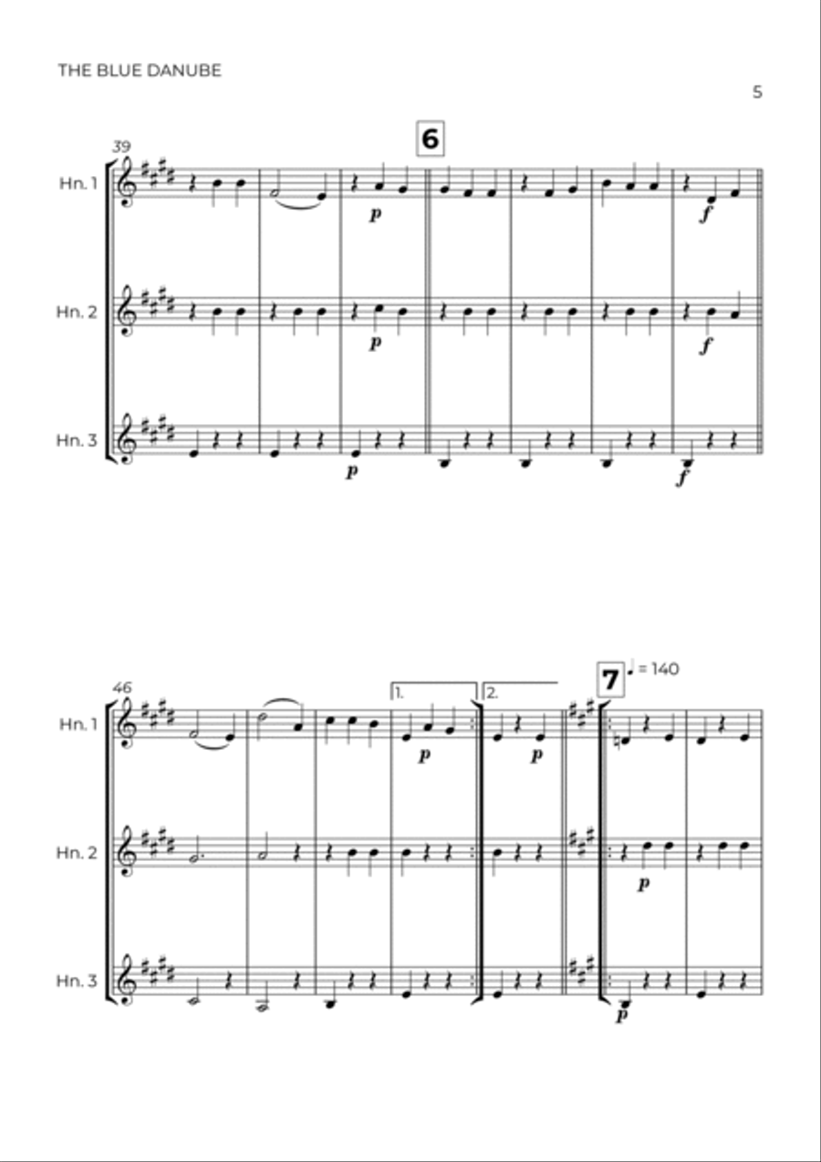 THE BLUE DANUBE - JOHANN STRAUSS - HORN TRIO Woodwind Trio scores gallery preview page 5