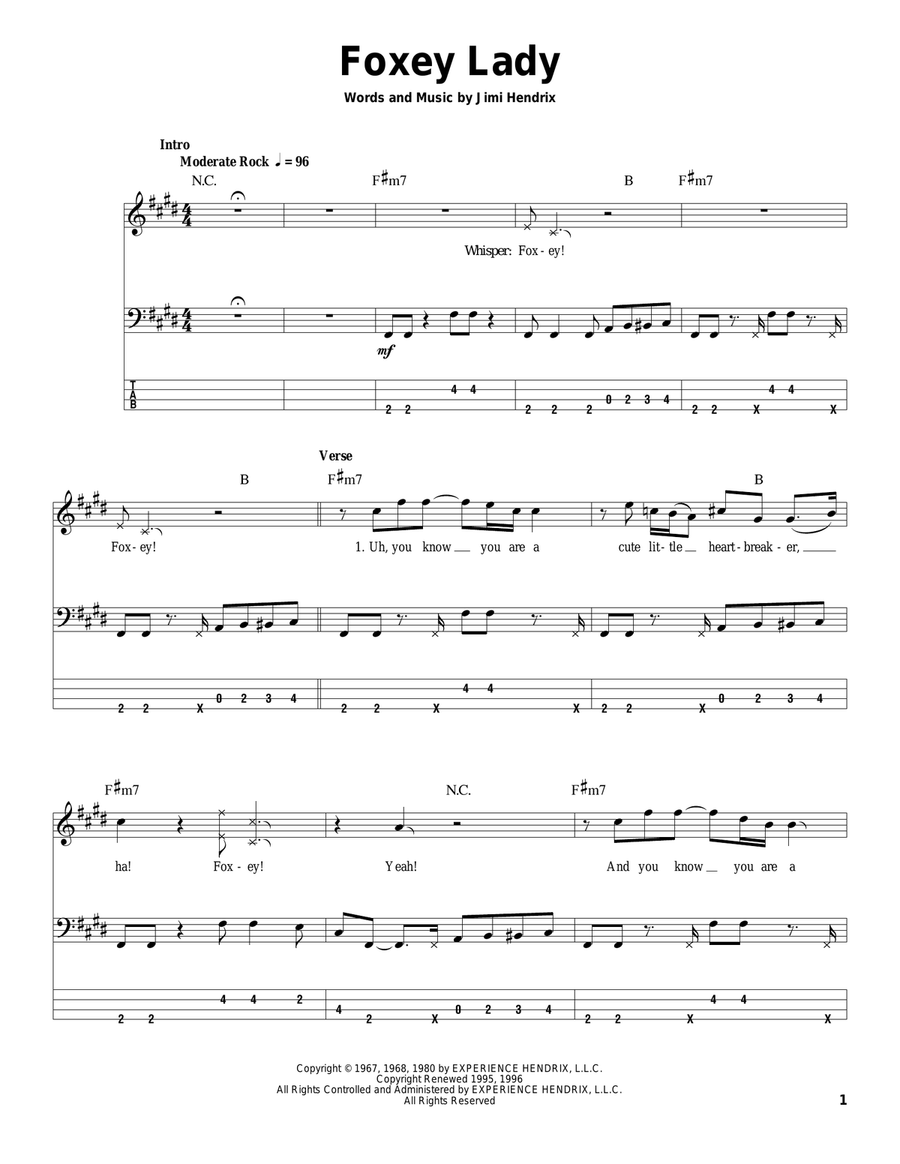 Foxey Lady Acoustic Guitar scores gallery preview page 1