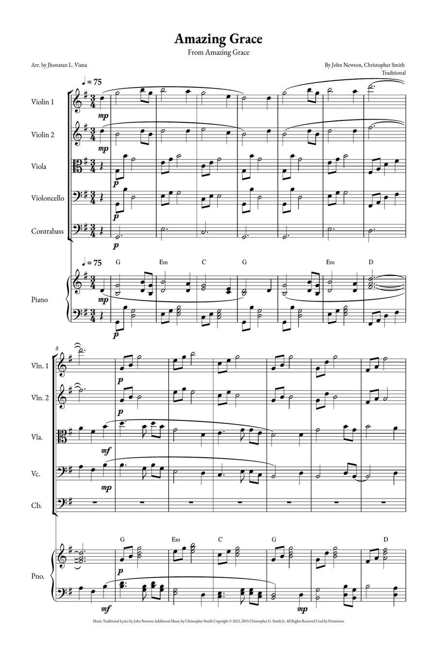 Amazing Grace Amazing Grace String Quintet scores gallery preview page 1