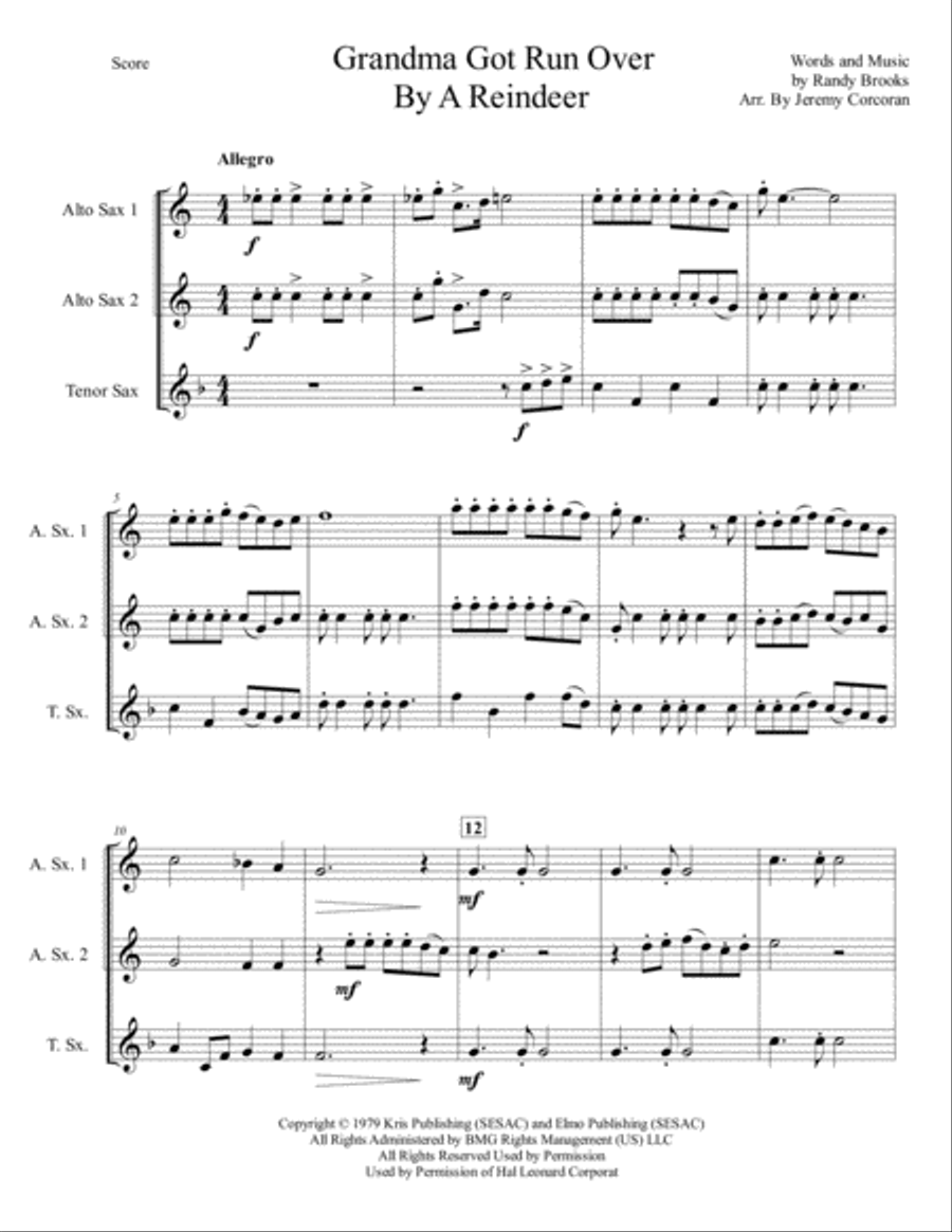 Grandma Got Run Over By A Reindeer Woodwind Trio scores gallery preview page 2