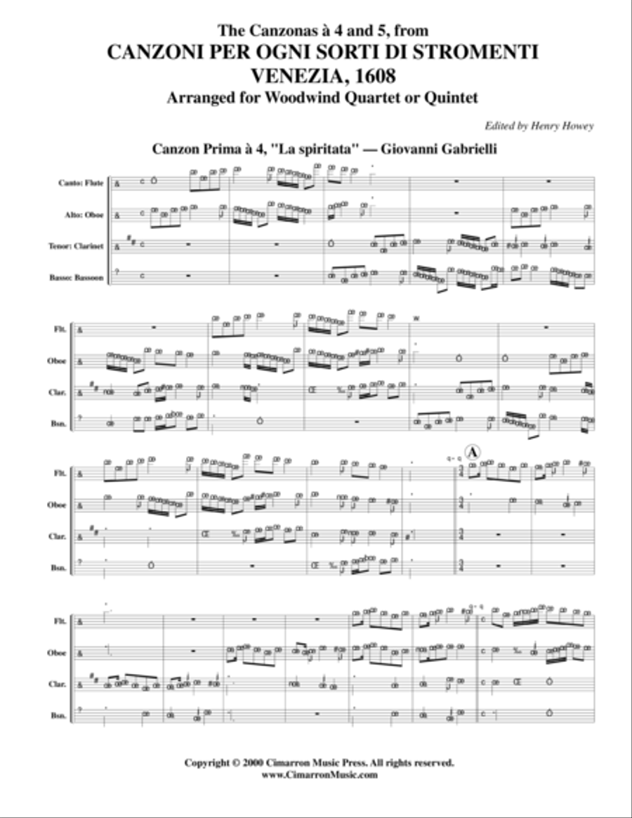 16 Canzoni Woodwind Quartet scores gallery preview page 1