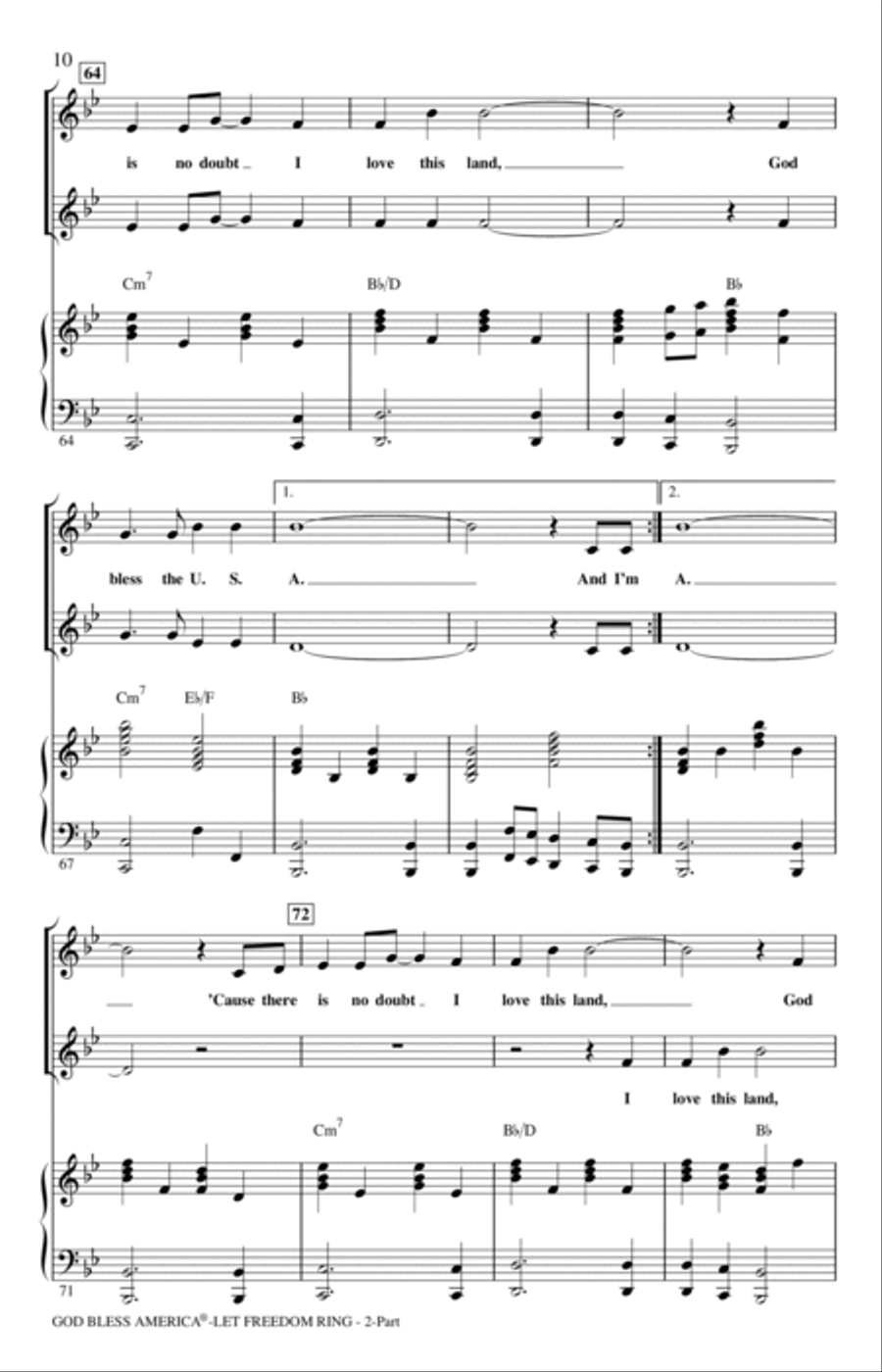 God Bless America (Let Freedom Ring) (Medley) 2-Part scores gallery preview page 9