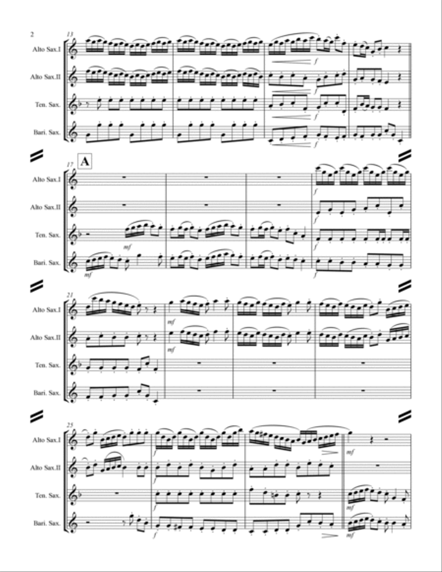 Arrival of the Queen of Sheba (for Saxophone Quartet AATB) Saxophone Quartet scores gallery preview page 3