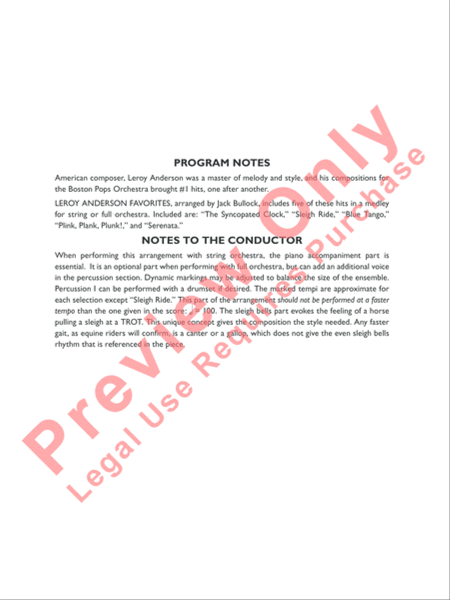 Leroy Anderson Favorites Leroy Anderson Favorites Full Orchestra scores gallery preview page 3