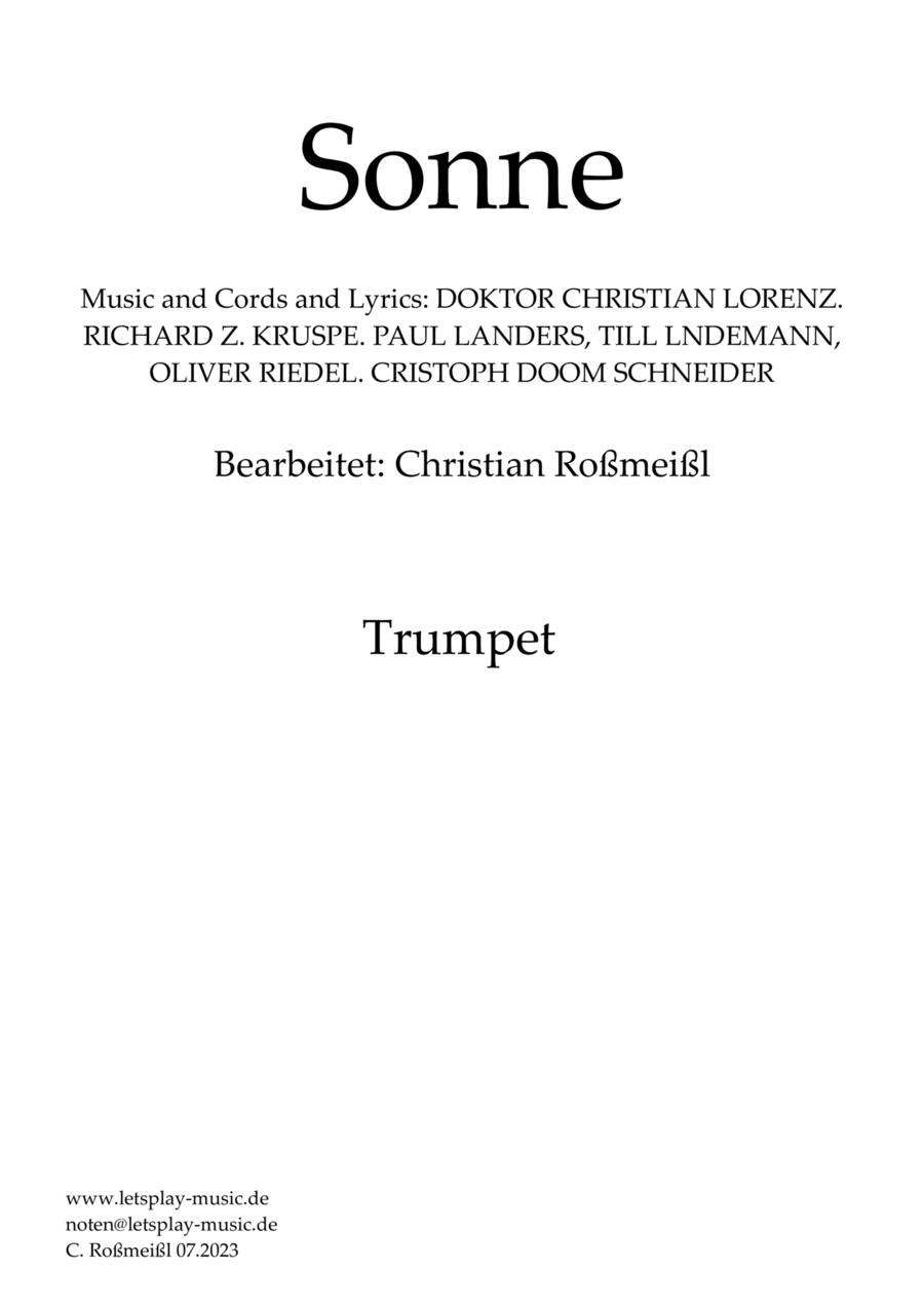 Sonne Trumpet Solo scores gallery preview page 1